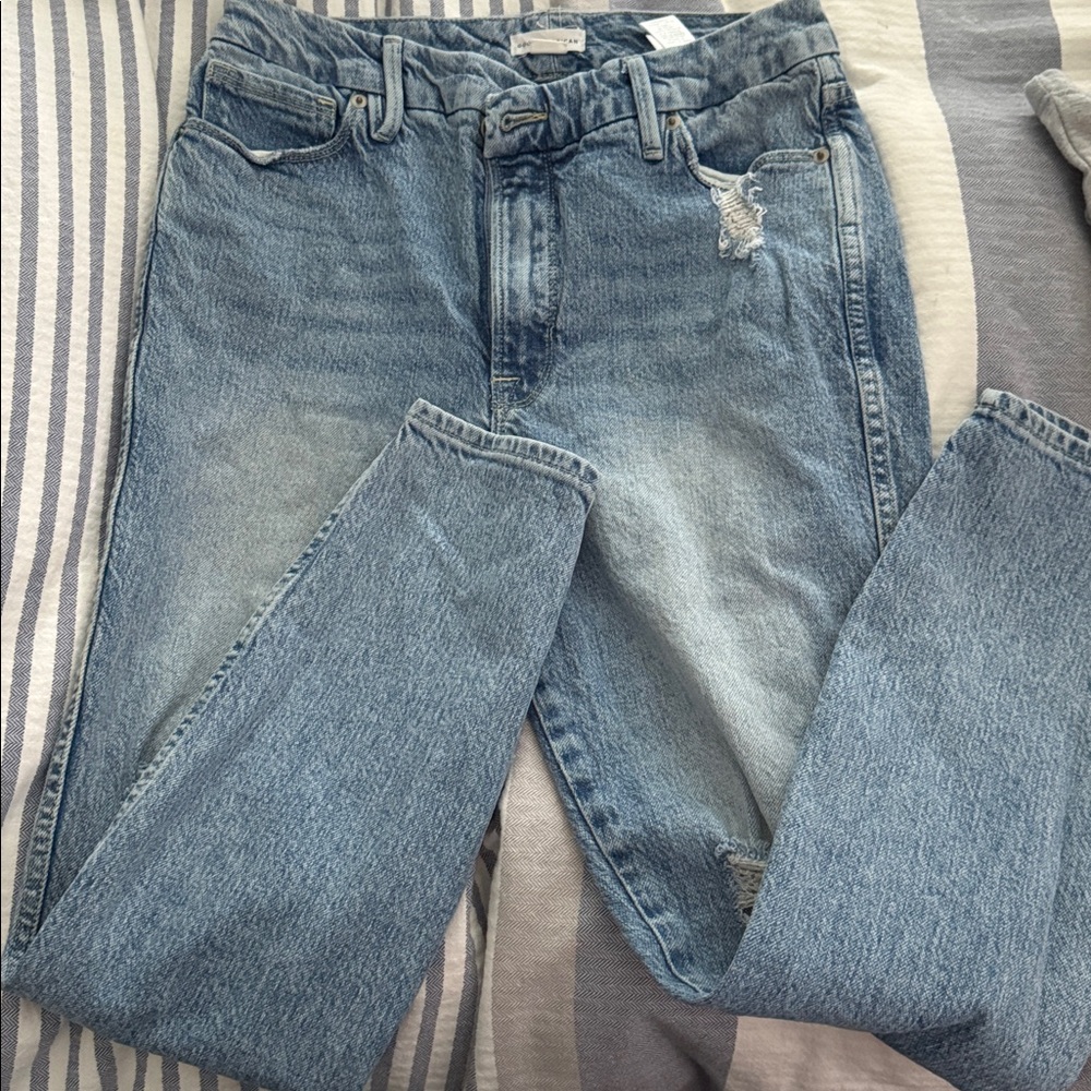 Good American Light Blue Denim Jeans distressed size 6/28